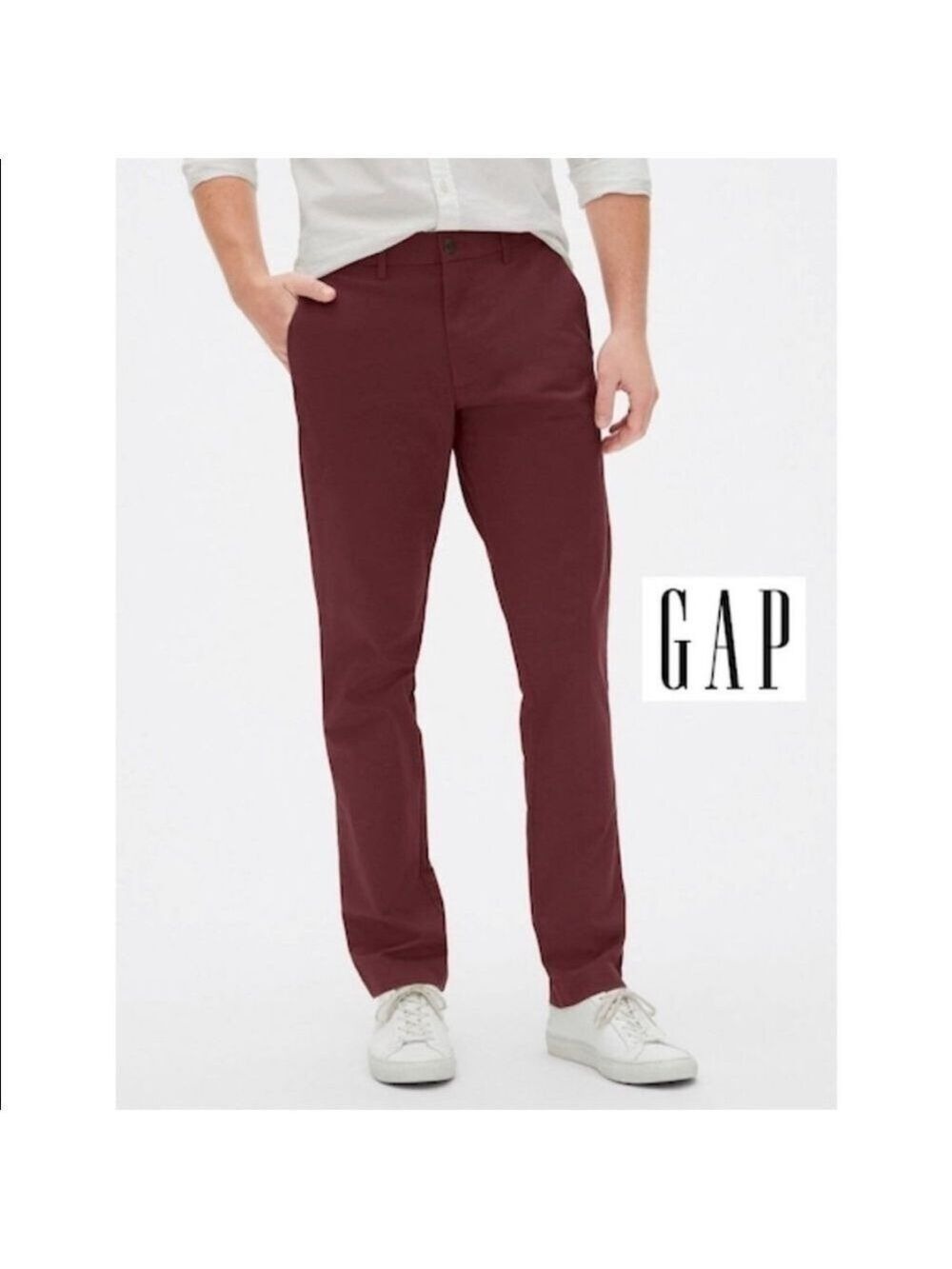 Gap Stretch Twill 5-pocket Slim Pant Mens 40W 30L Burgundy Wine Zinfandel